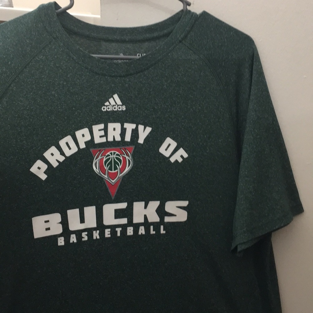 Adidas-NBA (Milwaukee Bucks) - Green Climalite Tee